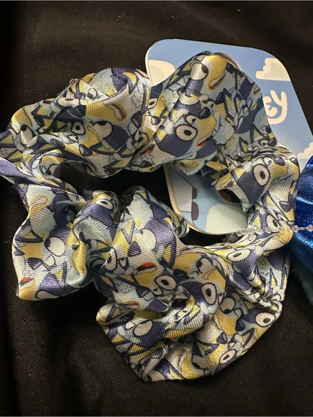 Bluey Kids 3-Pack Blue Scrunchie Set with Cat-Ear Plush Accent